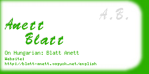 anett blatt business card